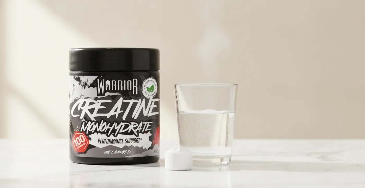 Warrior Creatine Monohydrate Powder 300g tub on white background
