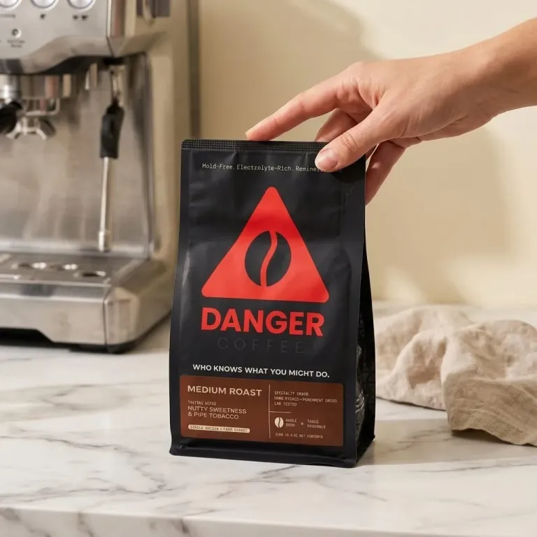 Danger Coffee product bag - mineral-enriched clean coffee