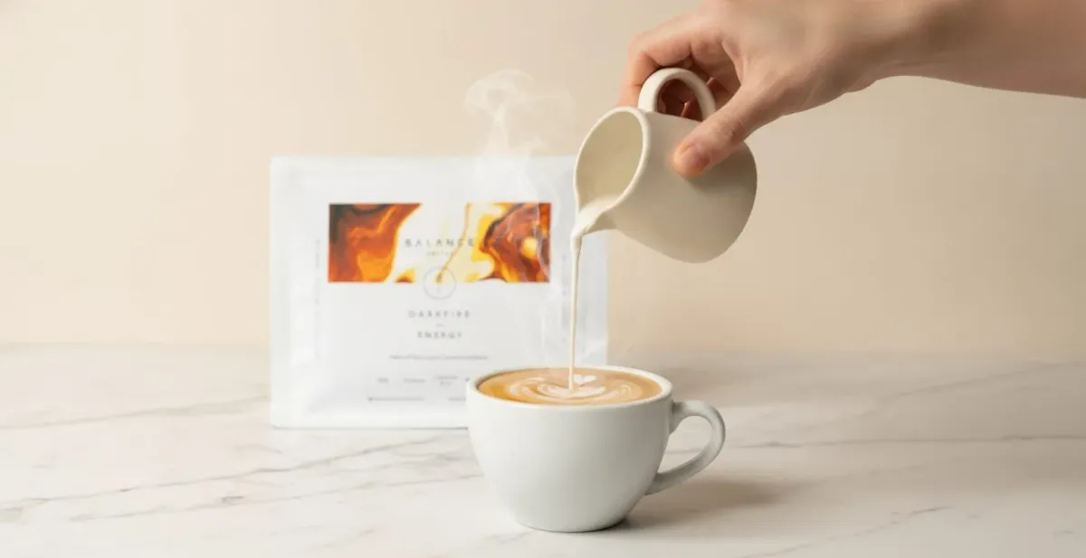 Best coffee for oat milk - medium-dark espresso blends lined up with a barista oat milk latte
